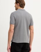 United Colors of Benetton Памучна тениска с яка в сиво с изчистен дизайн 3089J3179