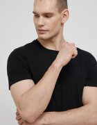 United Colors of Benetton Памучно горнище на пижама с къси ръкави в черно с изчистен дизайн