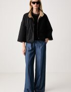 United Colors of Benetton панталон дамски от лиосел син с висока талия 4KHNDF0CK