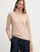 United Colors of Benetton Пуловер от вълна в бежово от лека материя с поло 1035D2551