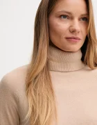 United Colors of Benetton Пуловер от вълна в бежово от лека материя с поло 1035D2551