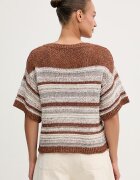 United Colors of Benetton пуловер с къси ръкави дамски с памук кафяв 12B3E10H4