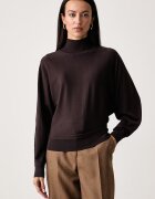 United Colors of Benetton пуловер с ниско поло дамски с вискоза кафяв 135PD204S