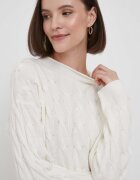United Colors of Benetton Пуловер с вълна в бежово с ниско поло