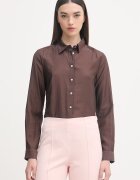 United Colors of Benetton риза дамска лиоселова кафява с изчистена шарка 5S3SDQ0DU