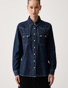 United Colors of Benetton риза дамска от деним синя 5RZKDQ06T