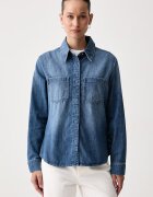 United Colors of Benetton риза дамска от деним синя 5YU3DQ0F9