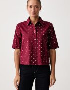United Colors of Benetton риза дамска от памук бордо 5Q6SDQ07O