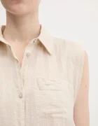 United Colors of Benetton Риза дамска в бежово със стандартна кройка с класическа яка 5ONVDQ0C1