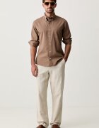 United Colors of Benetton риза мъжка с памук кафява 5ZBZUQ06Y