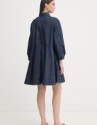 United Colors of Benetton рокля от деним тъмносиня с изчистена шарка 40QFDV0CA