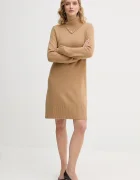 United Colors of Benetton Рокля с вълна в кафяво среднодълга с кройка по тялото 1444DV02F