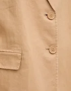United Colors of Benetton сако с едноредно закопчаване дамски от лен бежово 2AGHDW00R