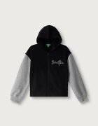 United Colors of Benetton суичър с цип и качулка за деца от памук сив 3J68C506D