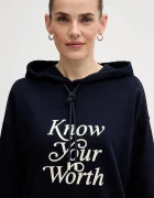 United Colors of Benetton Суичър в тъмносиньо с качулка с принт 3WNWD201C