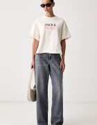 United Colors of Benetton тениска дамска от памук с еластан бежова 3245D10DE
