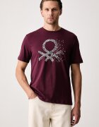United Colors of Benetton тениска мъжка от памук бордо 39VFU10CP