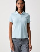 United Colors of Benetton тениска с яка дамска от памук с еластан синя 3TQJD300W