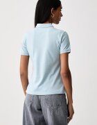 United Colors of Benetton тениска с яка дамска от памук с еластан синя 3TQJD300W