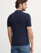 United Colors of Benetton тениска с яка мъжка от памук с еластан тъмносиня 3WG9U301Z