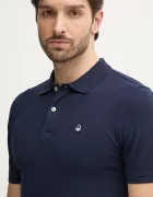 United Colors of Benetton тениска с яка мъжка от памук с еластан тъмносиня 3WG9U301Z