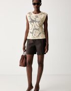 United Colors of Benetton топ тип пуловер дамски от ажур бежов 1H6GD10H3
