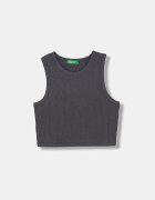 United Colors of Benetton топ за деца от памук с еластан сив 3S2UCH025