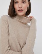 United Colors of Benetton Вълнен пуловер дамски в бежово от лека материя с поло