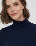 United Colors of Benetton Вълнен пуловер дамски в тъмносиньо от лека материя с поло