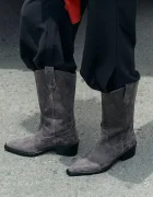 Vagabond Shoemakers каубойски ботуши с дебел ток дамски от кожа KELSEY сиви 6110-007-21