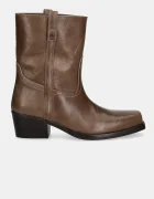 Weekend Max Mara Кожени боти Ranch в кафяво с нисък ток 2525796034600