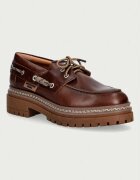 Weekend Max Mara мокасини дамски от кожа кафяви с платформа 2625526015600