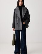 Weekend Max Mara палто дамско от вълна WKDALPE сиво 2625086032600