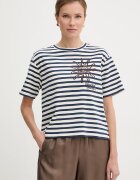 Weekend Max Mara Памучна тениска SABATO дамска в тъмносиньо 2615941112600