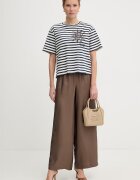 Weekend Max Mara Памучна тениска SABATO дамска в тъмносиньо 2615941112600