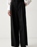 Weekend Max Mara панталон дамски от вълна WKDOVVIO черен с висока талия 2625136051600
