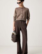 Weekend Max Mara панталон дамски с добавена вълна WKDEDITTA кафяв с висока талия 2625786012600