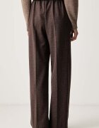 Weekend Max Mara панталон дамски с добавена вълна WKDEDITTA кафяв с висока талия 2625786012600