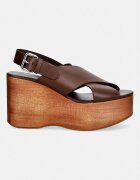 Weekend Max Mara Сандали кожени Wkaangio кафяви 2615521115600
