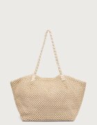 women'secret чанта tote дамска от сплетена материя бежова 4384534