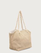 women'secret чанта tote дамска от сплетена материя бежова 4384534