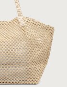 women'secret чанта tote дамска от сплетена материя бежова 4384534