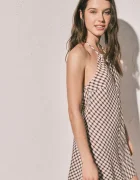 women'secret лятна рокля с вискоза кафява на каре 5543715