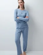 women'secret пижама от две части дамска от памук синя 3134056