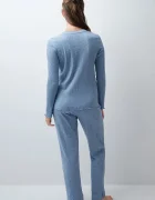 women'secret пижама от две части дамска от памук синя 3134056
