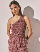 women'secret пижама с къси ръкави дамска бордо 3273321