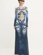 Y/Project Рокля BONDAGE PRINT LONG SLEEVE DRESS