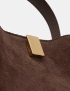 Yuzefi чанта crossbody дамска от велур GYOZA MINI кафява YUZRS26-HB-MGZ-S026