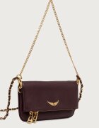 Zadig&Voltaire чанта crossbody дамска от кожа ROCK NANO GRAINED LEATHER бордо LWBA03975