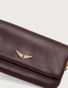 Zadig&Voltaire чанта crossbody дамска от кожа ROCK NANO GRAINED LEATHER бордо LWBA03975